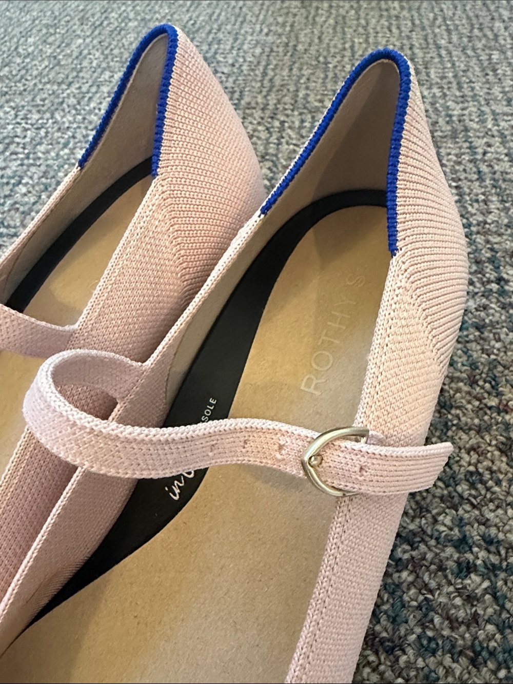 Rothys The Mary Jane Rosebud Pink Block Heel Pump Shoes Womens 9 Office NWOB - Picture 4 of 8